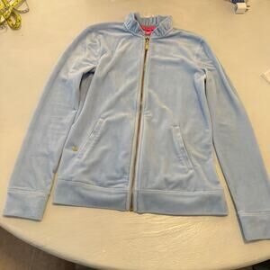 EUC Lilly Pulitzer light blue long sleeve jacket soft zip up sz XXS warm